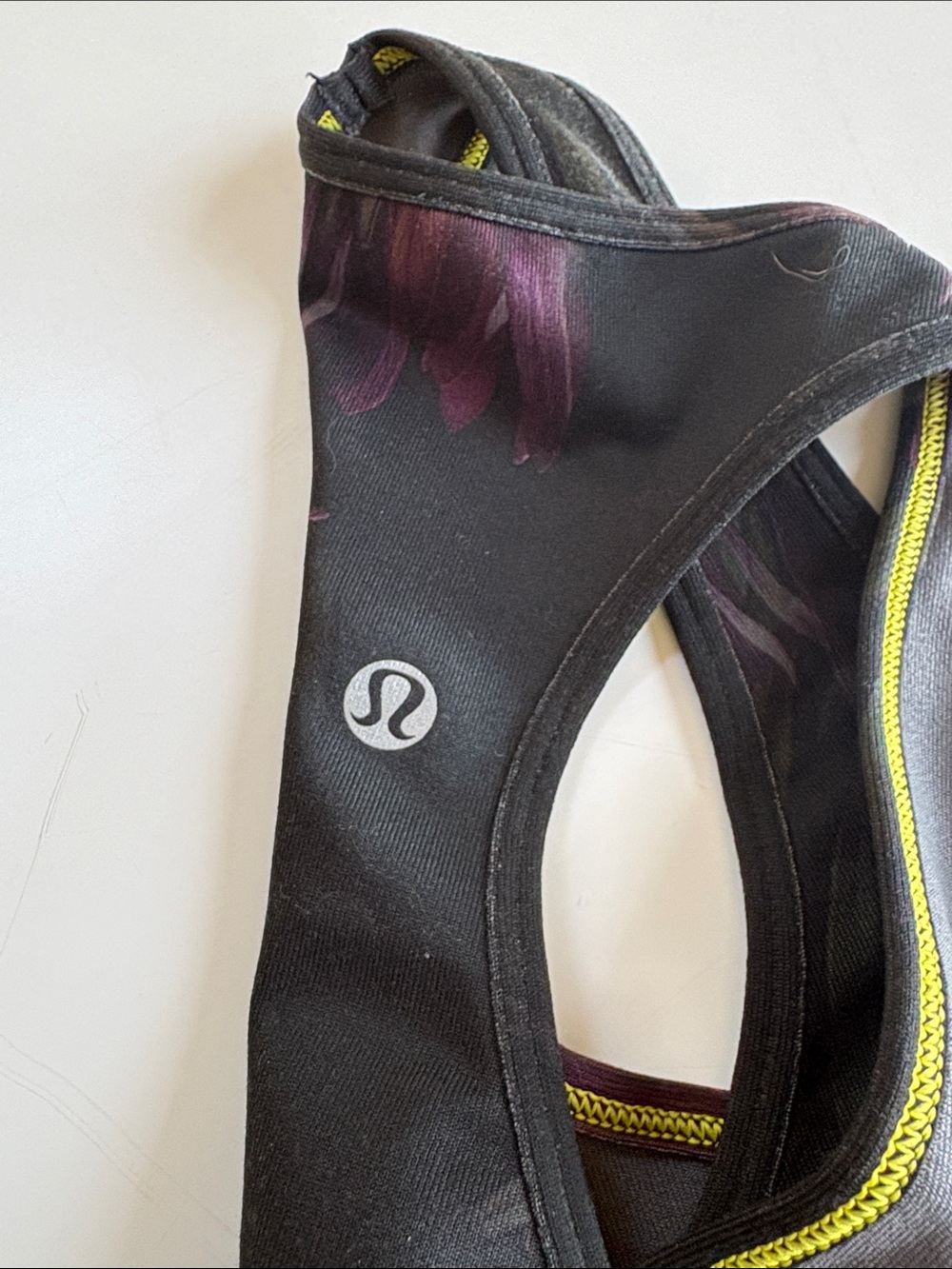 Lululemon Floral Black Racerback Active Tank with Purple Accents - Picture 6 of 12